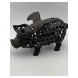 CAST-IRON FLYING PIG TEA CANDLE HOLDER