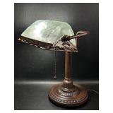 Metal & Glass Shade Bankers / Piano Lamp Desk