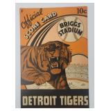 1940 Detroit Tigers Official Scorecard Detroit Vs