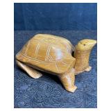 WOOD CARVED TURTLE JEWELRY/TRINKET BOX
