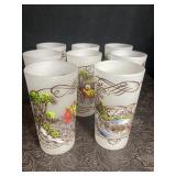 SET OF 8 CURRIER & IVES FROSTED GLASS TUMBLERS