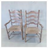 Pair of Ladder Back Arm Chairs by American
