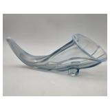 Vtg. Duncan Miller Blue Cornucopia Vase