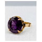 14K YELLOW GOLD W/ 3CT AMETHYST STONE RING SZ.