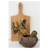 Vintage Pheasant Cutting Board & Napcoware Quail