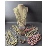 Costume Jewelry 7 Strand Faux Pearl Necklace +