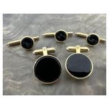 1/20 14K GF Black Onyx Cufflinks & Shirt Studs