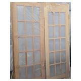 Two NOS Pine Wood Frame French Doors