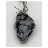 WIRE-WRAPPED SNOWFLAKE OBSIDIAN PENDANT