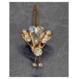 Gold Tone Rhinestone Bee Bug Hair Clip