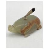 CARVED ONYX TURTLE PEN HOLDER