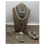 Rhinestones & Silver Tone Costume Jewelry Japan