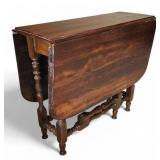 Vtg Gate Leg Drop Leaf Table with Turned Legs