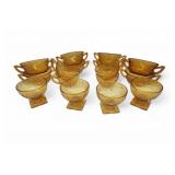 16 pc Vtg Tiara Indiana Glass Amber Daisy Pattern