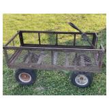 METAL YARD/GARDEN CART W/ DROP-DOWN SIDES TIRES