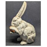 Vintage Cast Iron Bunny Rabbit Coin Bank: White