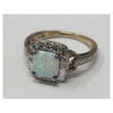 Sterling Silver & Lab Opal Ring 925