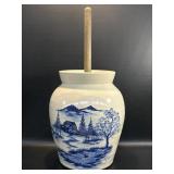 Storie Pottery Marshall TX Vintage Churn Blue