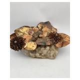ORIGINAL COPPER FLOWERS ON QUARTZ CRYSTAL CLUSTER