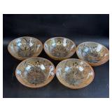 5 Iris Herringbone Jeanette Glass Bowls Marigold