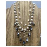 Freshwater Pearls & Crystals Bib Necklace with