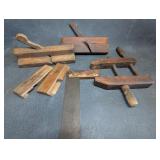 Antique Wood Planes & Clamp +