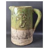 Old Glazed Ceramic Fleur De Lis Pitcher