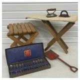 Vintage Childï¿½s Ironing Board w/ Mini Irons,