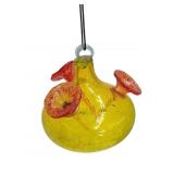 Hand Blown Yellow Red Cracked Art Glass