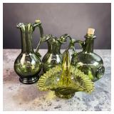 VTG Olive Green Glassware