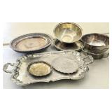 9 PC SILVER PLATE SERVICE PLATTERS BOWLS PLUS