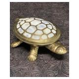 BRASS W/ MOTHER OF PEARL TURTLE JEWELRY/TRINKET