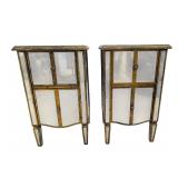 Mirrored Night Stands With Gold Tone, 2 Drawer