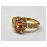 Sterling Silver Ring Tourmaline & Clear Stones