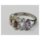 Han Sterling Silver Multi Gemstone Ring 925