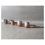 Vtg. Wood & Leather Tobacco Pipes Derby Pigskin
