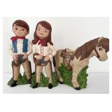 Vintage HP Ceramic Cowboy Cowgirl & Horse 1970s