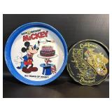 2 Vintage Metal Trays Disneyland CA & Disney 50th