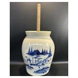 Storie Pottery Marshall TX Vintage Churn Blue