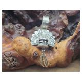 Signed 'TT' Navajo Kachina Head Silver Pendant