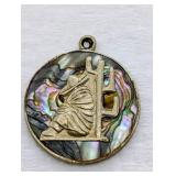 800 SILVER VTG MEXICO ALPACA ABALONE SHELL