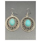 SOUTHERN SILVER-TONED EARRINGS W/ FAUX TURQUOISE