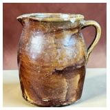 Antique Stoneware Pitcher Has Wear & Slught