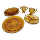 Vtg Tiara Indiana Glass Amber Daisy Pattern