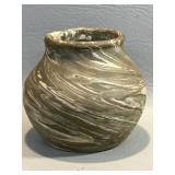 Dan Mercer Ware Handmade Green Swirl Pot ,