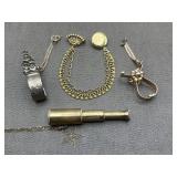 Vintage Sweater Clips, Brooch Set & Telescope