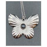 RHODIUM OVER STERLING SILVER BUTTERFLY NECKLACE