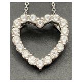 RHODIUM OVER STERLING SILVER HEART PENDANT
