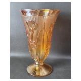 Jeanette Carnival Glass Iris & Herringbone Vase