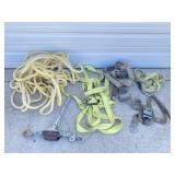 COME-A-LONG W/ RACHET STRAPS & TOW ROPES SOME